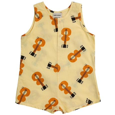 Bobo Choses Bebis Acoustic Guitar All Över Woven Playsuit Sleeveless Light Yellow