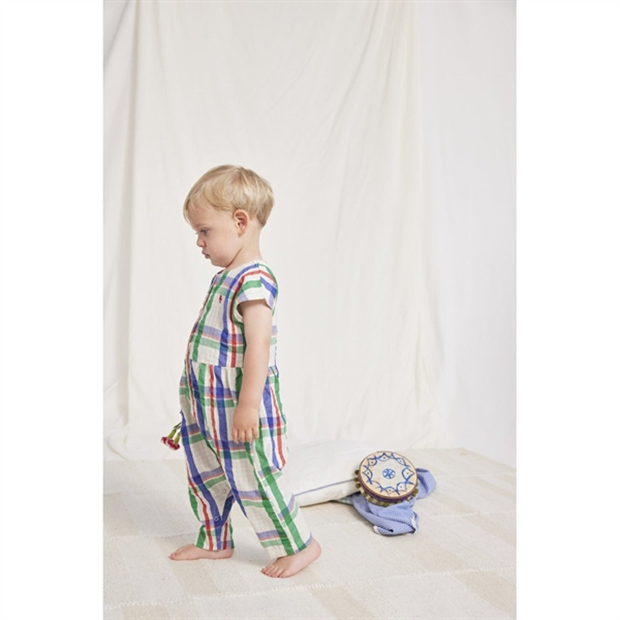 Bobo Choses Bebis Madras Checks Woven Overall Short Sleeve Multicolor 3