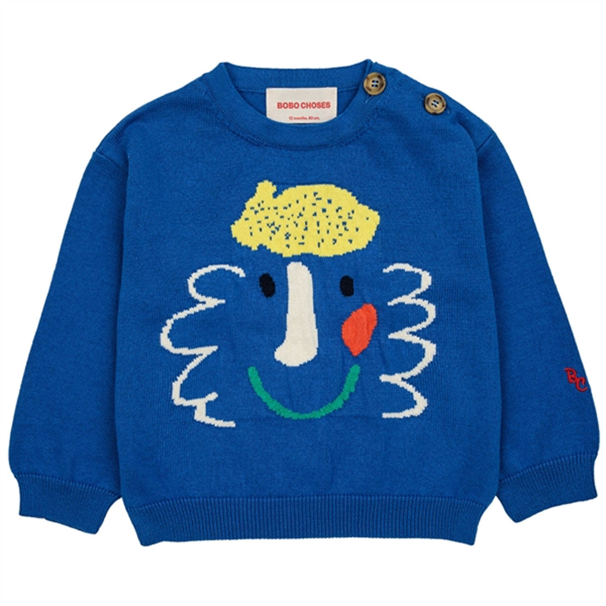 Bobo Choses Bebis Happy Mask Jumper Round Neck Blue