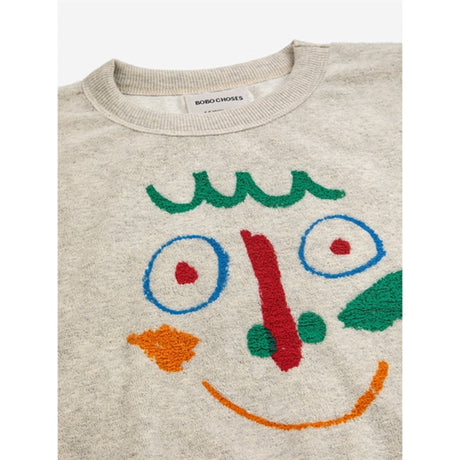 Bobo Choses Crazy Mask Sweatshirt Round Neck Light Heather Grey 2