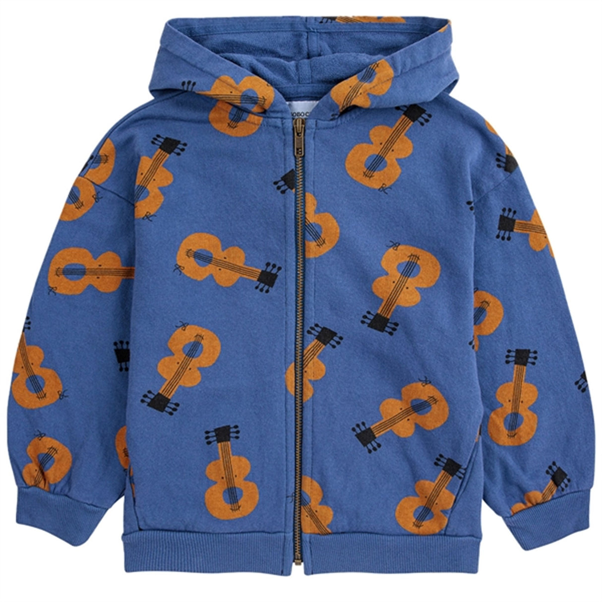 Bobo Choses Acoustic Guitar All Över Zipped Hoodie Navy Blue