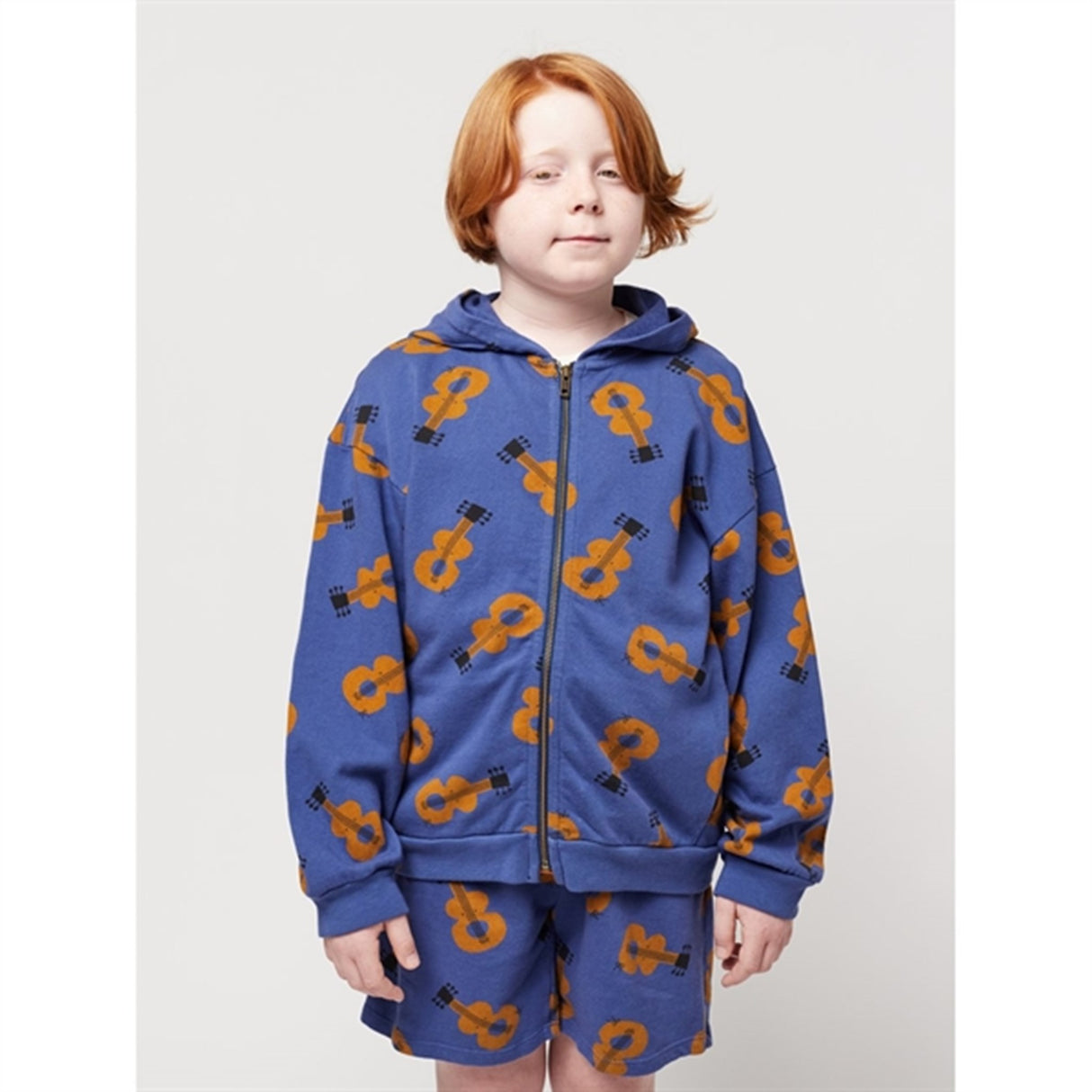 Bobo Choses Acoustic Guitar All Över Zipped Hoodie Navy Blue 2