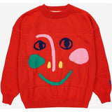 Bobo Choses Smiling Mask Sweater Round Neck Red