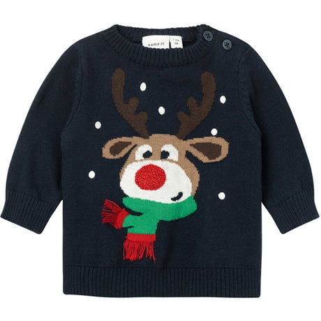 Name it Dark Sapphire Rodeer Stickad Tröja