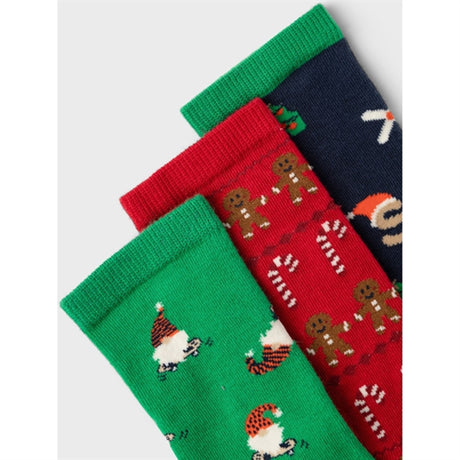 Name it Jolly Green Richristmas Strumpor 3-pack