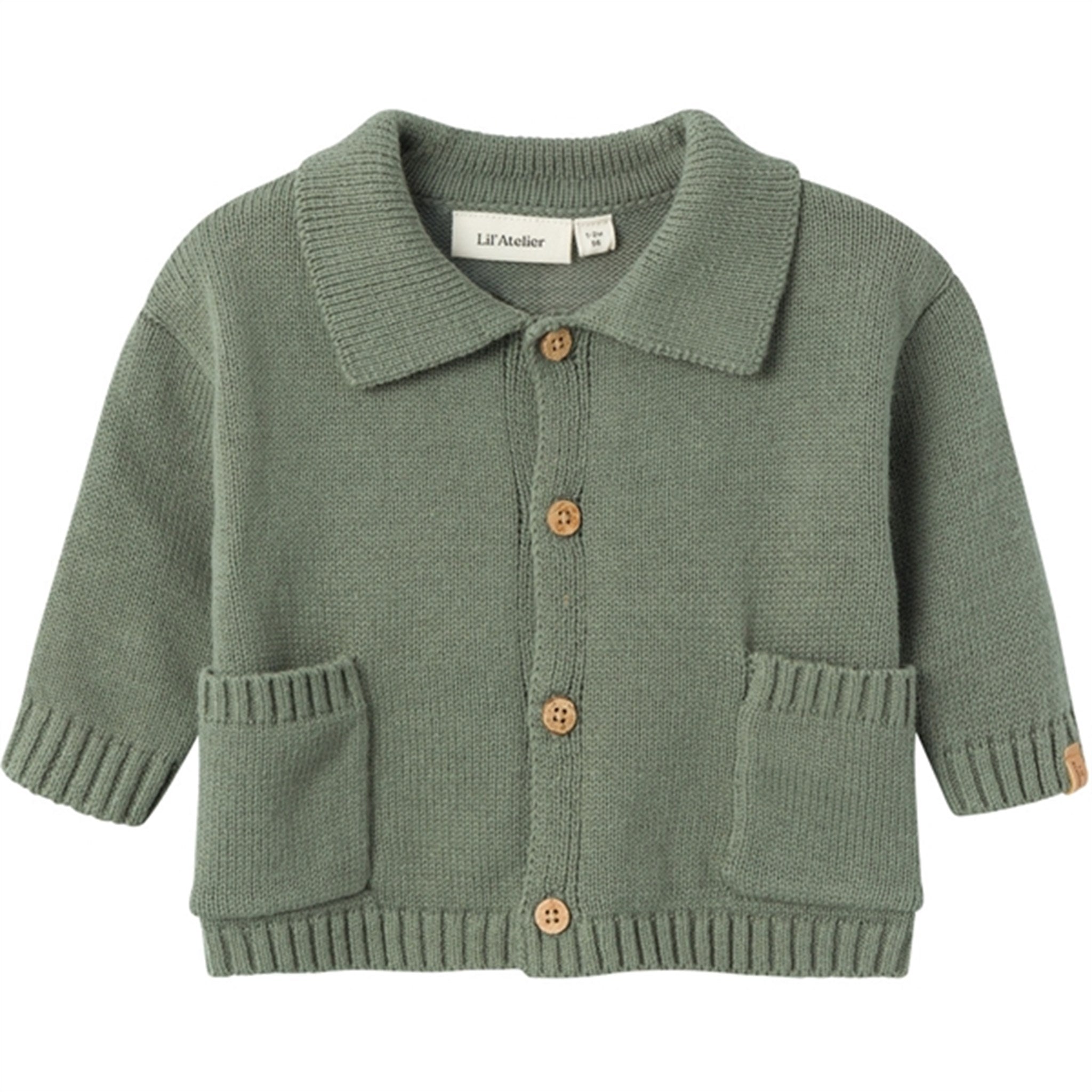 Lil'Atelier Agave Green Theo Loose Stickat Cardigan