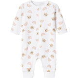 Name it Bright White Teddy Print Nattdräkt med Dragkedja Noos