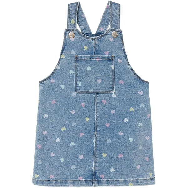 Name it Medium Blue Denim Hearts Rosa Denim Klänning