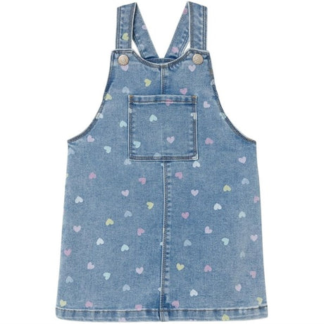 Name it Medium Blue Denim Hearts Rosa Denim Klänning