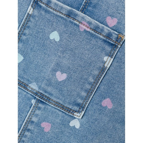 Name it Medium Blue Denim Hearts Rosa Denim Klänning
