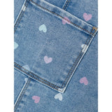 Name it Medium Blue Denim Hearts Rosa Denim Klänning