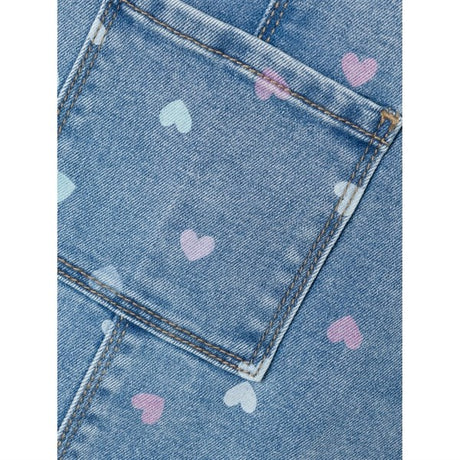 Name it Medium Blue Denim Hearts Rosa Denim Klänning