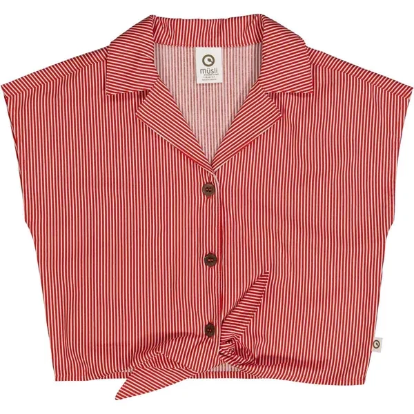 Müsli Balsam Cream/Apple Red Poplin Stripe Skjorta Topp