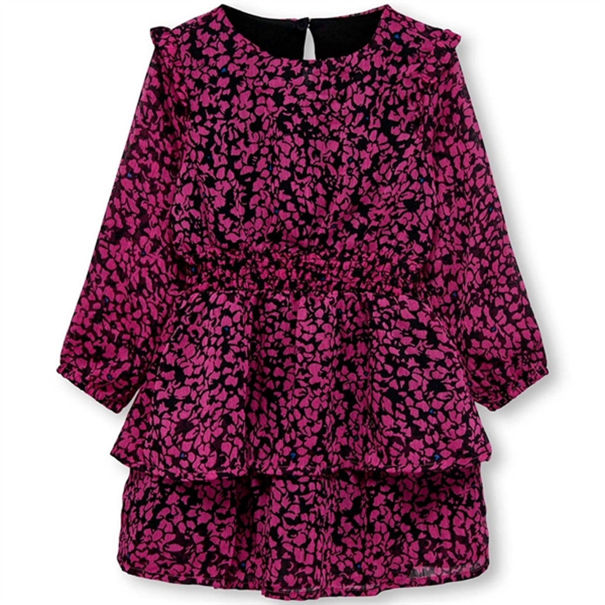 Kids ONLY MINI Black Broken Flowers Fuchsia Purple Isabella Smock Klänning