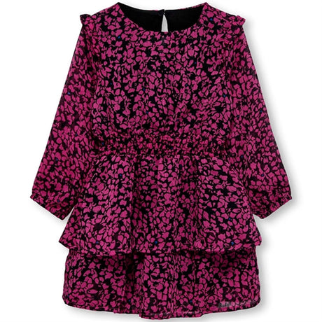 Kids ONLY MINI Black Broken Flowers Fuchsia Purple Isabella Smock Klänning