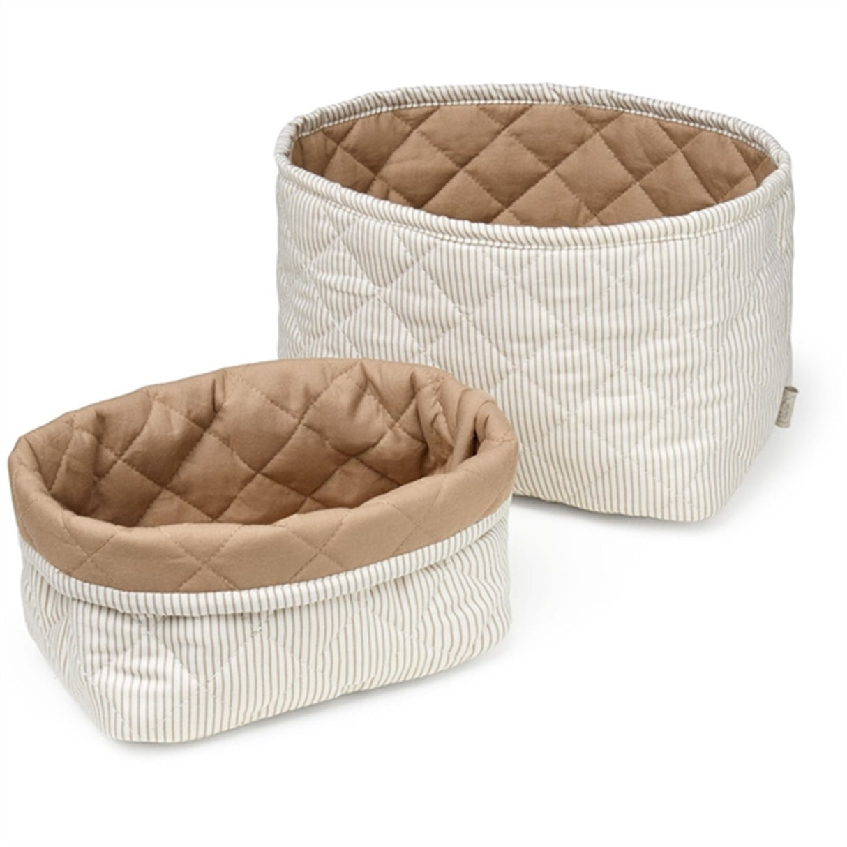 Cam Cam Copenhagen Quiltad Förvaringskorg 2-pack Classic Stripes Camel