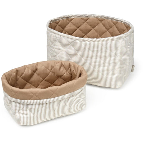 Cam Cam Copenhagen Quiltad Förvaringskorg 2-pack Classic Stripes Camel