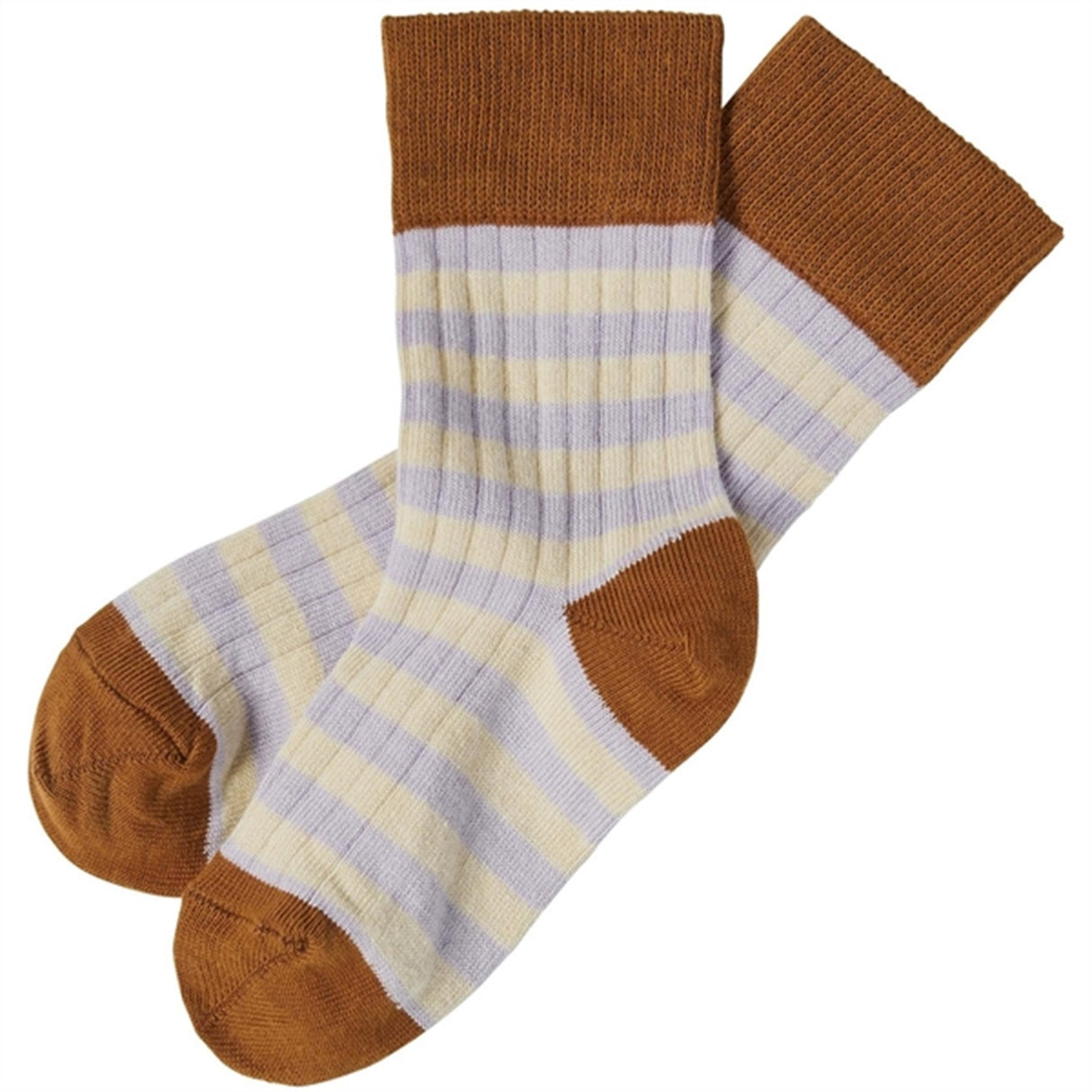 FUB Rust/Heather 2-pack Classic Striped Strumpor 2