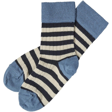 FUB Azure/Dark Navy 2-pack Classic Striped Strumpor 2