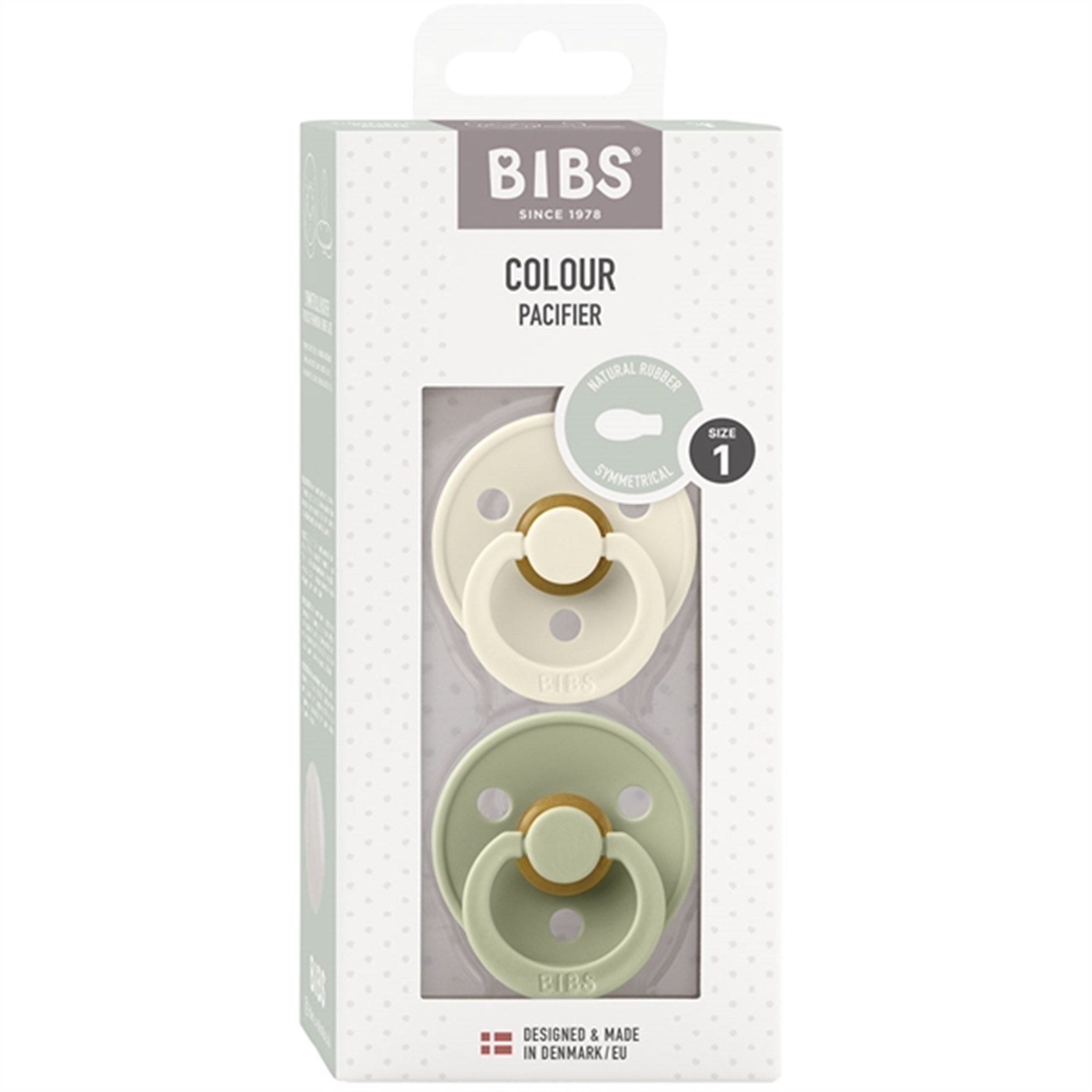 Bibs Colour Latex Symmetrical Napp 2-pack Ivory/Sage 2