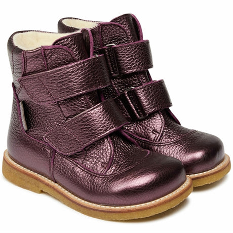 Angulus Tex-Støvle Med Kardborreband Lukning Plum Shine