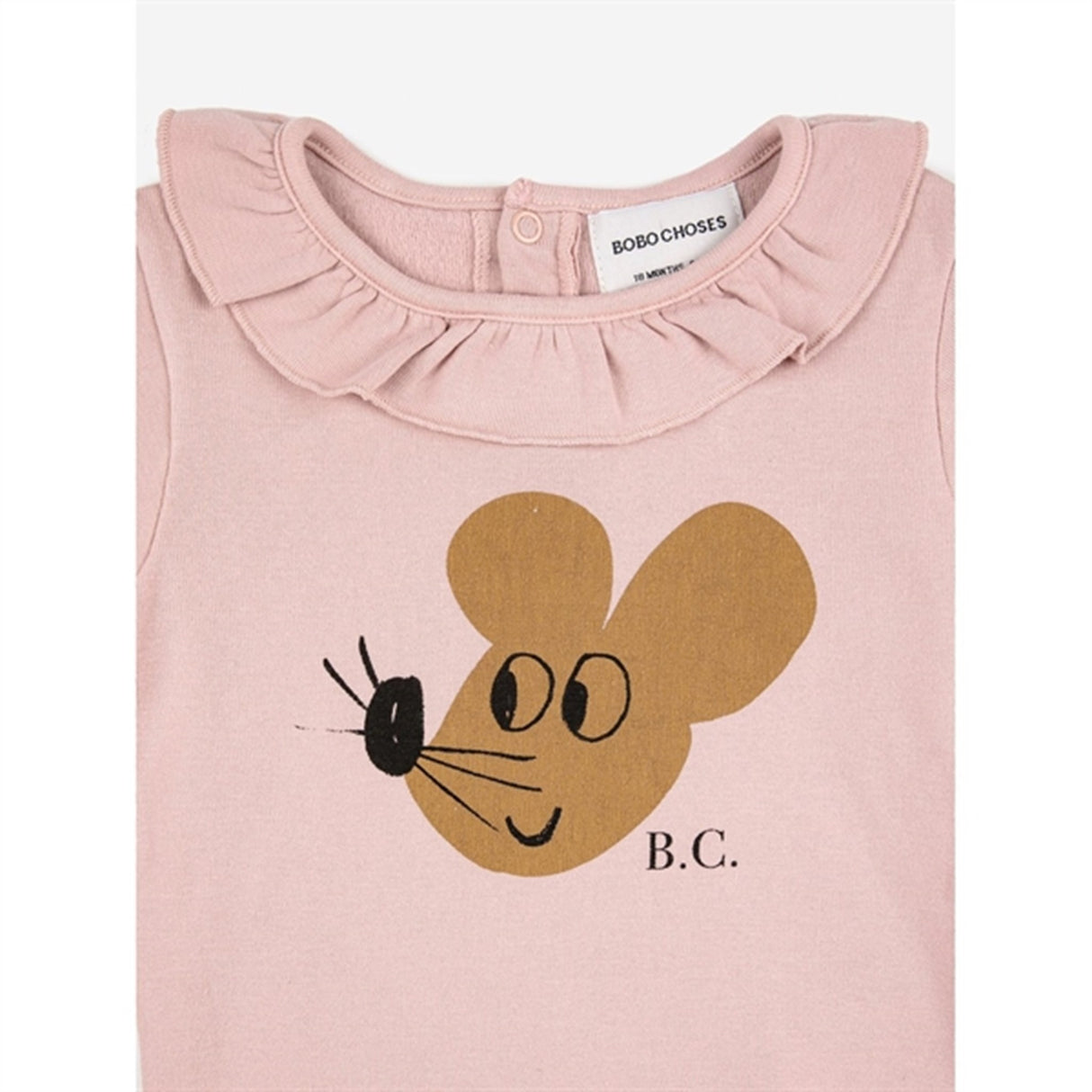 Bobo Choses Pink Mouse Ruffle Collar Body 4