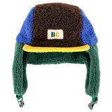 Bobo Choses Multicolor Color Block Blue Sheepskin Hat
