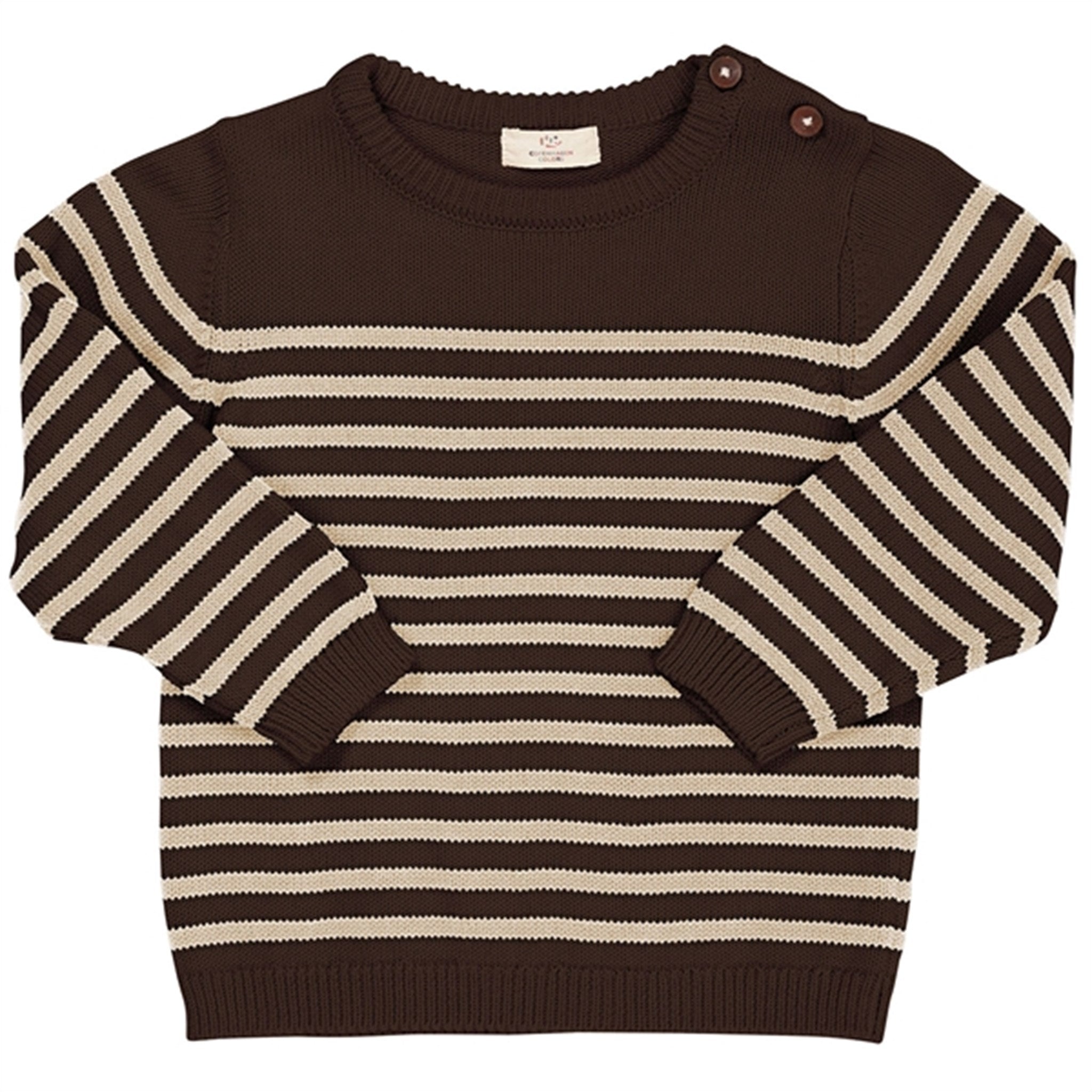 Copenhagen Colors Dk Brown Cream Combi Stickad Striped Sailor Sweater