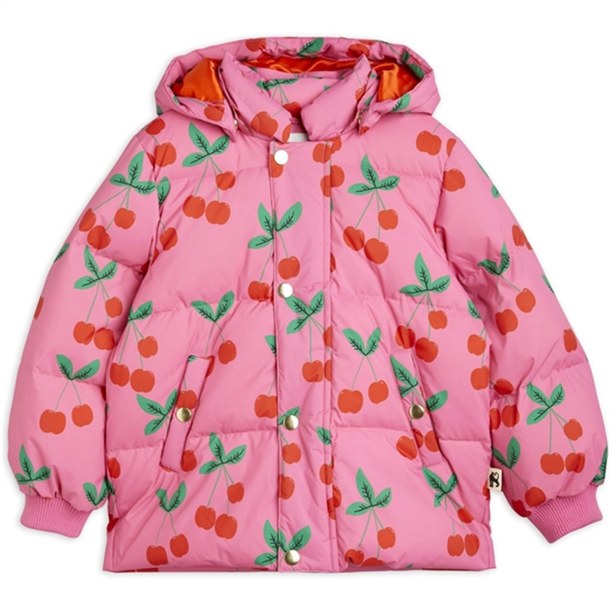 Mini Rodini Cherries Aop Puffer Jacka Pink