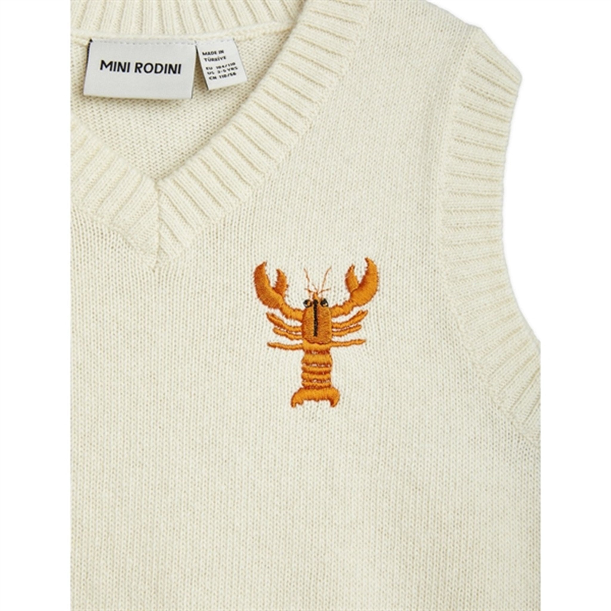 Mini Rodini Lobster Knitted Slipover Väst White 3