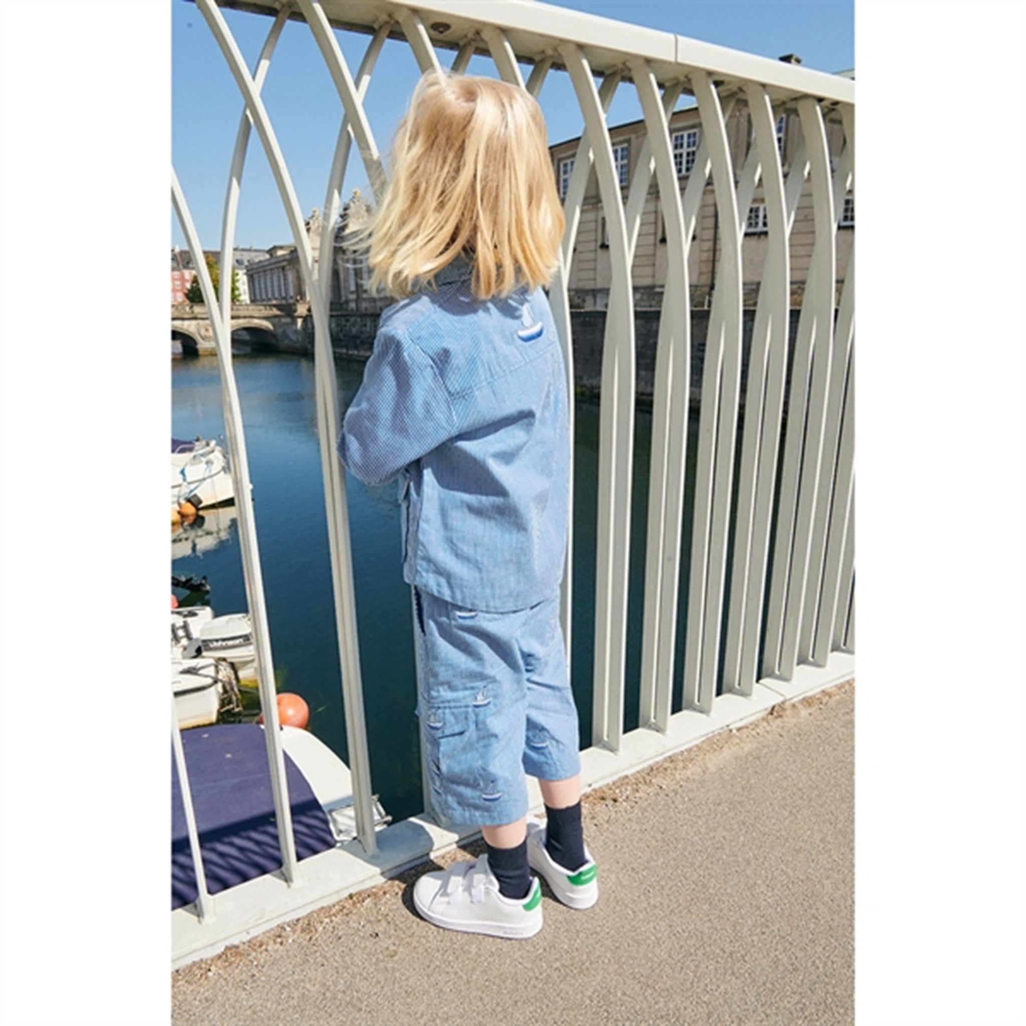Copenhagen Colors Sharp Blue Stripe Twill Shorts m. Brodyr 3