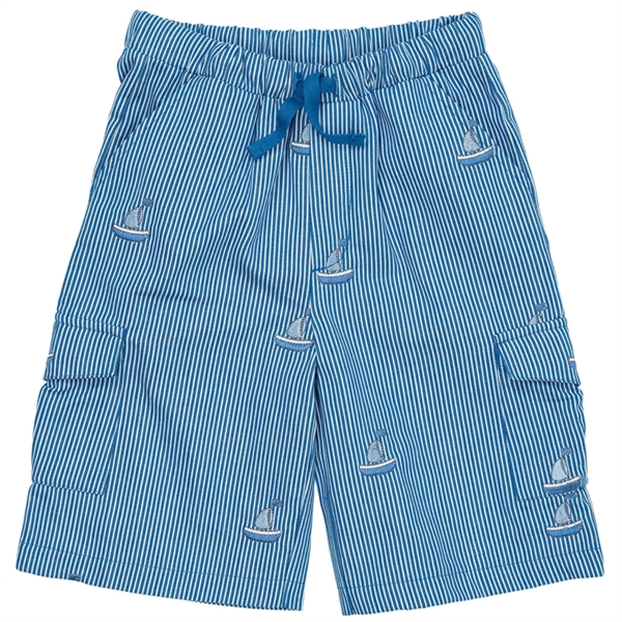 Copenhagen Colors Sharp Blue Stripe Twill Shorts m. Brodyr