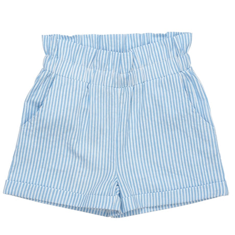 Copenhagen Colors Sky Blue W Cream Stripe Seersucker Shorts m. Krusiduller