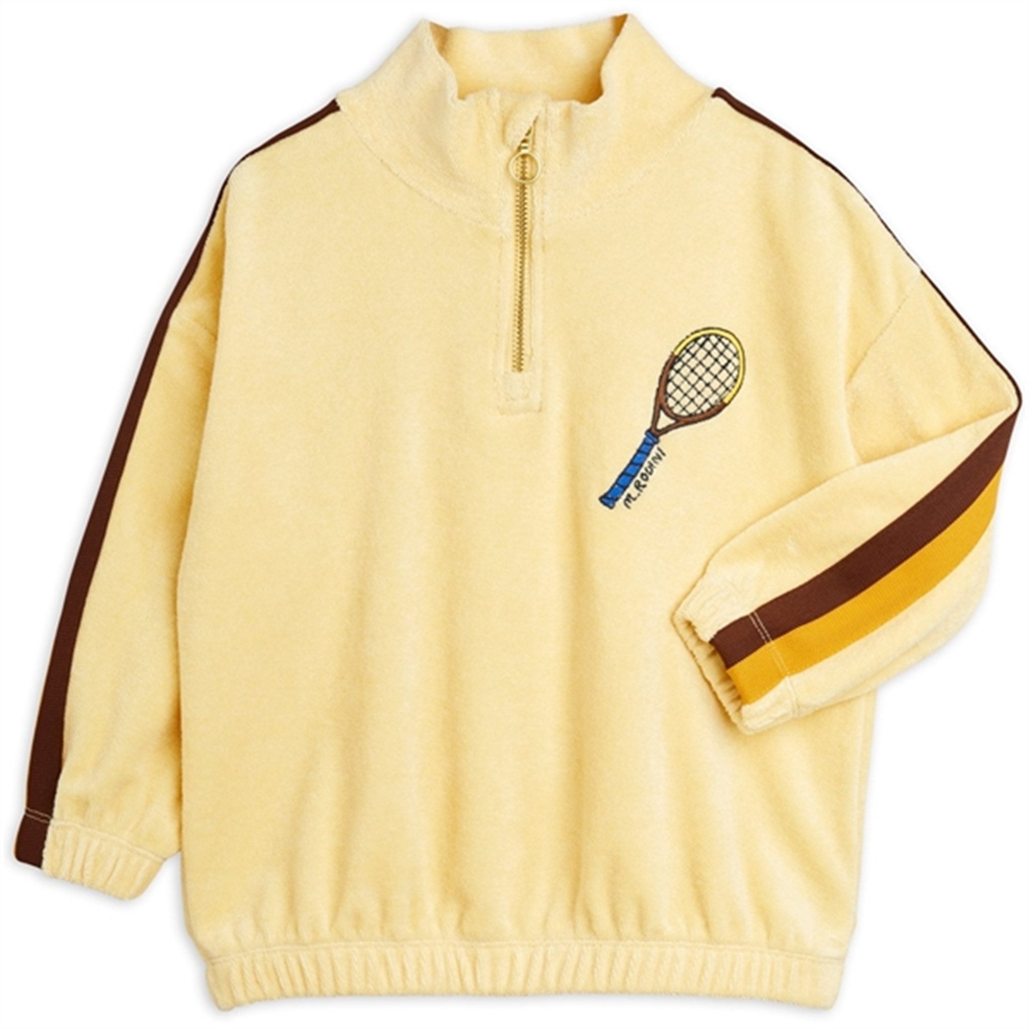 Mini Rodini Yellow Tennis Emb Terry Halfzip Sweatshirt