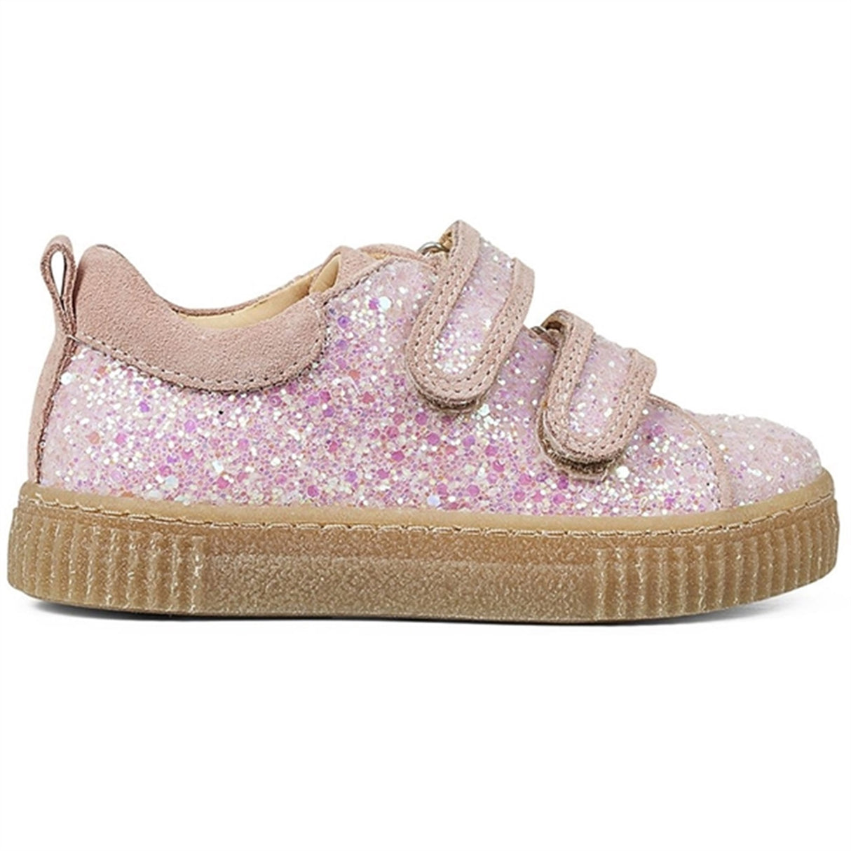 Angulus Glitter Sneaker M. Kardborreband Peach/Rosa Glitter 2