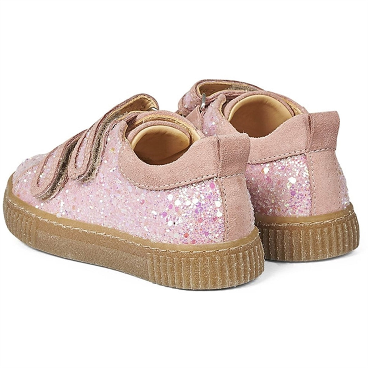 Angulus Glitter Sneaker M. Kardborreband Peach/Rosa Glitter 3