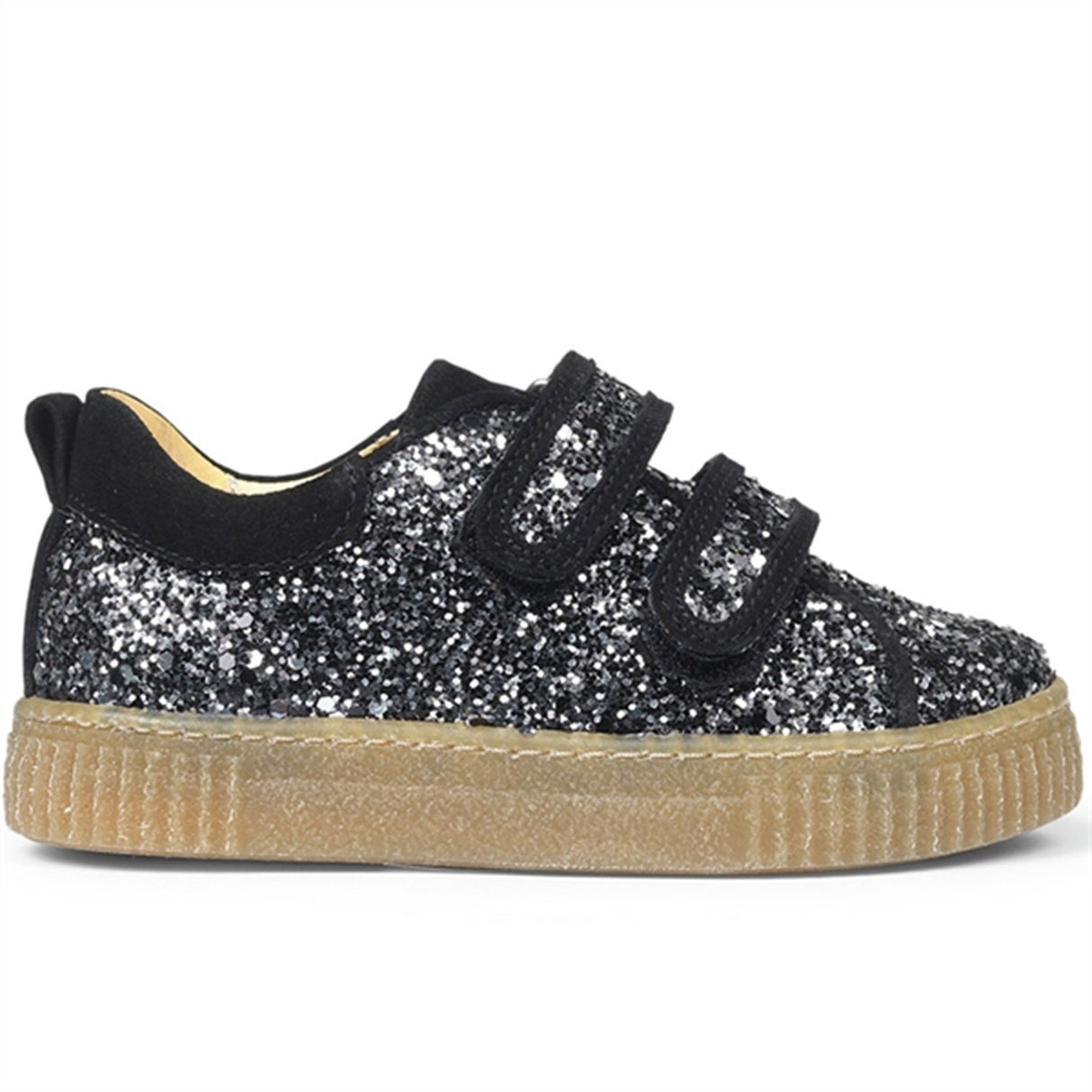 Angulus Sneakers Med Kardborreband Grey Glitter/Black 3