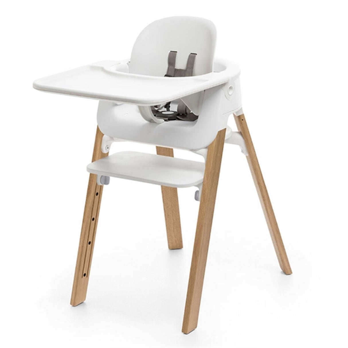 Stokke® Steps™ Chair White Natural inkl. Bouncer i Grey Clouds 2
