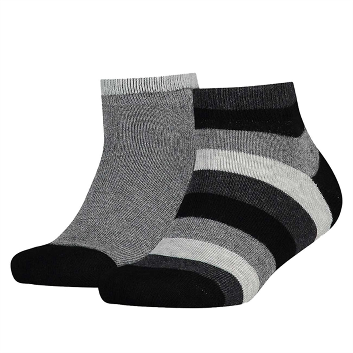Tommy Hilfiger Kids 2-pack Basic Quarter Strumpor Black Striped