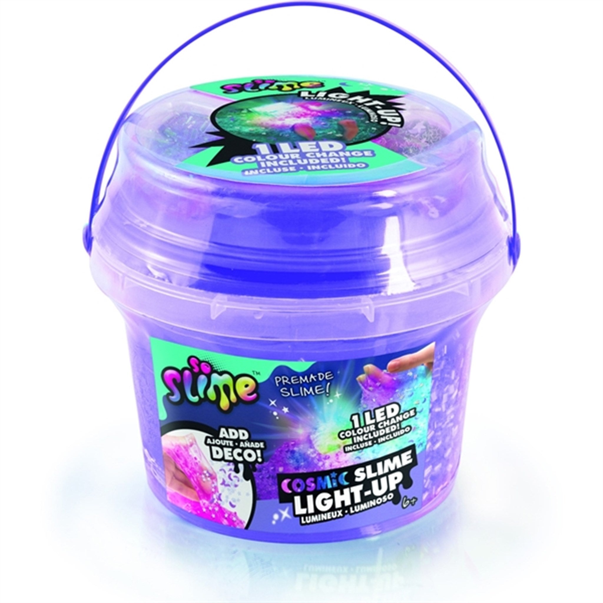 So Slime Glowing Cosmic Slime i Bucket Lila