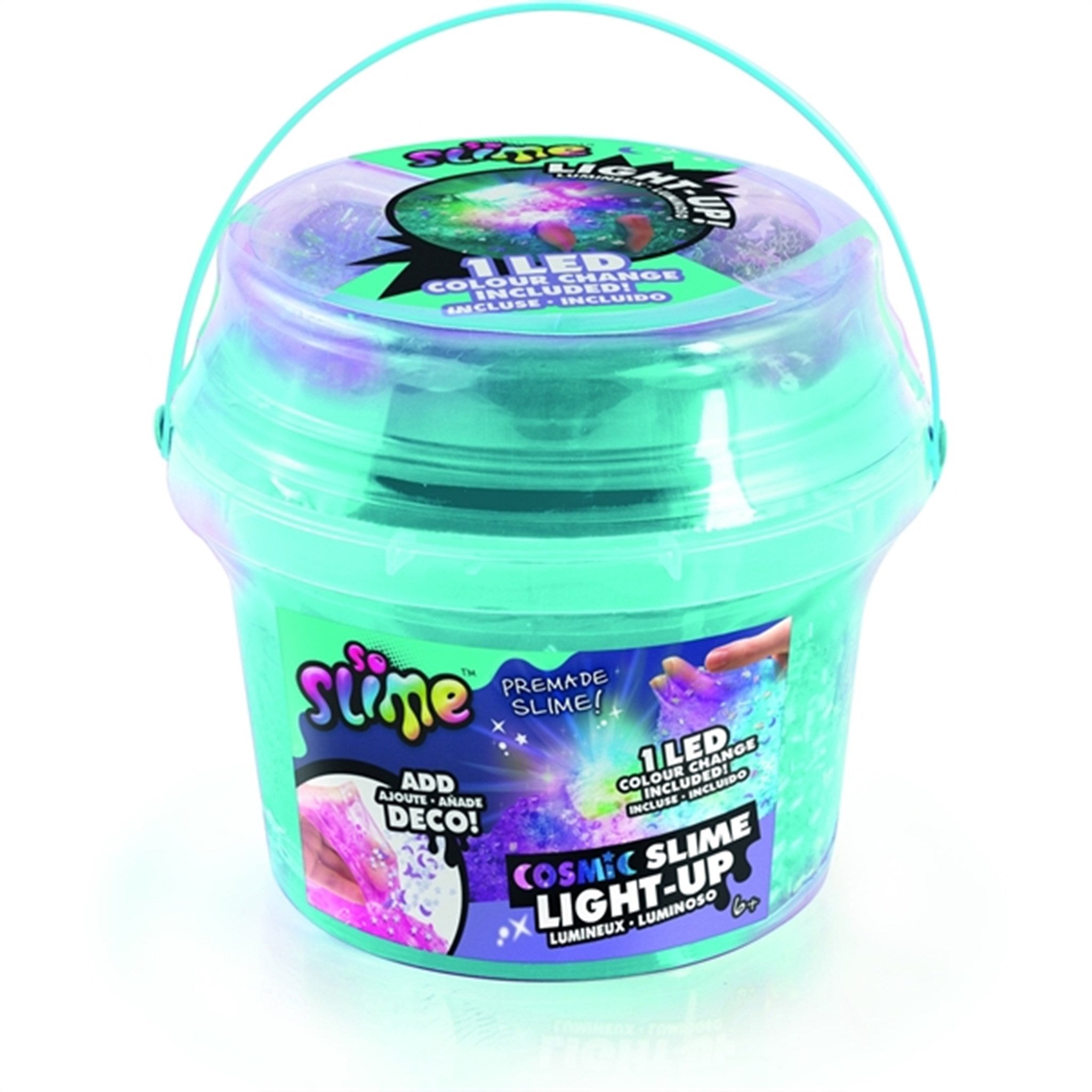So Slime Glowing Cosmic Slime i Bucket Blå