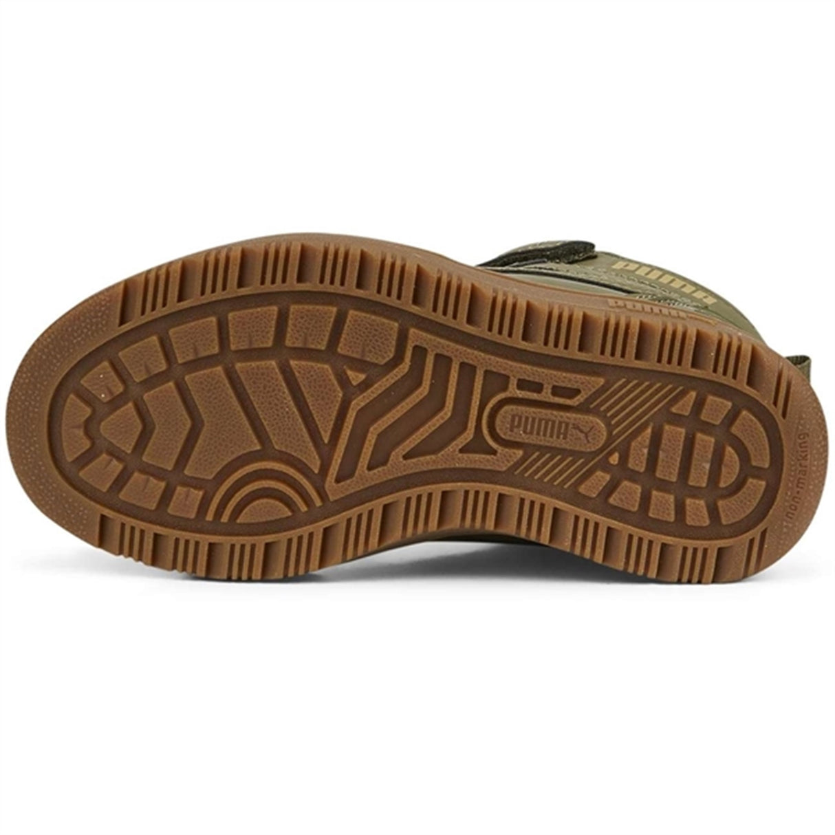 Puma Rebound Rugges V PS Deep Olive-Dark Chocolate-Team Gold Sneakers 5