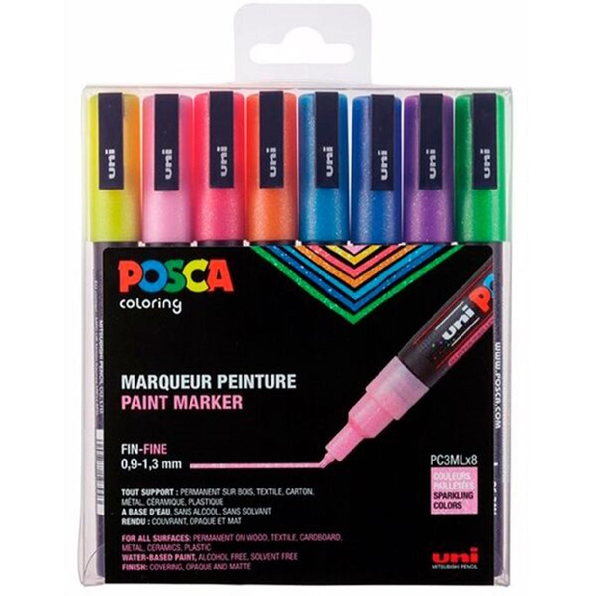 Posca Uni Marker PC-3ML/8A 8 färger Glitter