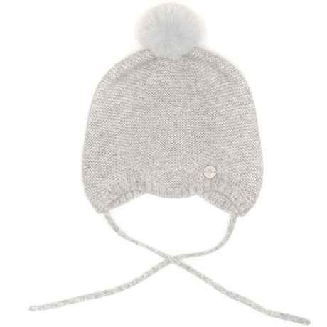 Huttelihut Mössa Ull Stickat m. Pompom Soft Cash Light Grey Melange