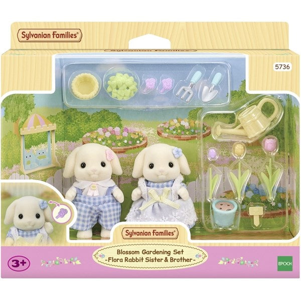 Sylvanian Families® Blomsterträdgårdsset - Flora Rabbit Brother & Sister