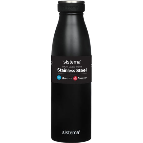 Sistema Stainless Steel Vattenflaska 500 ml Black