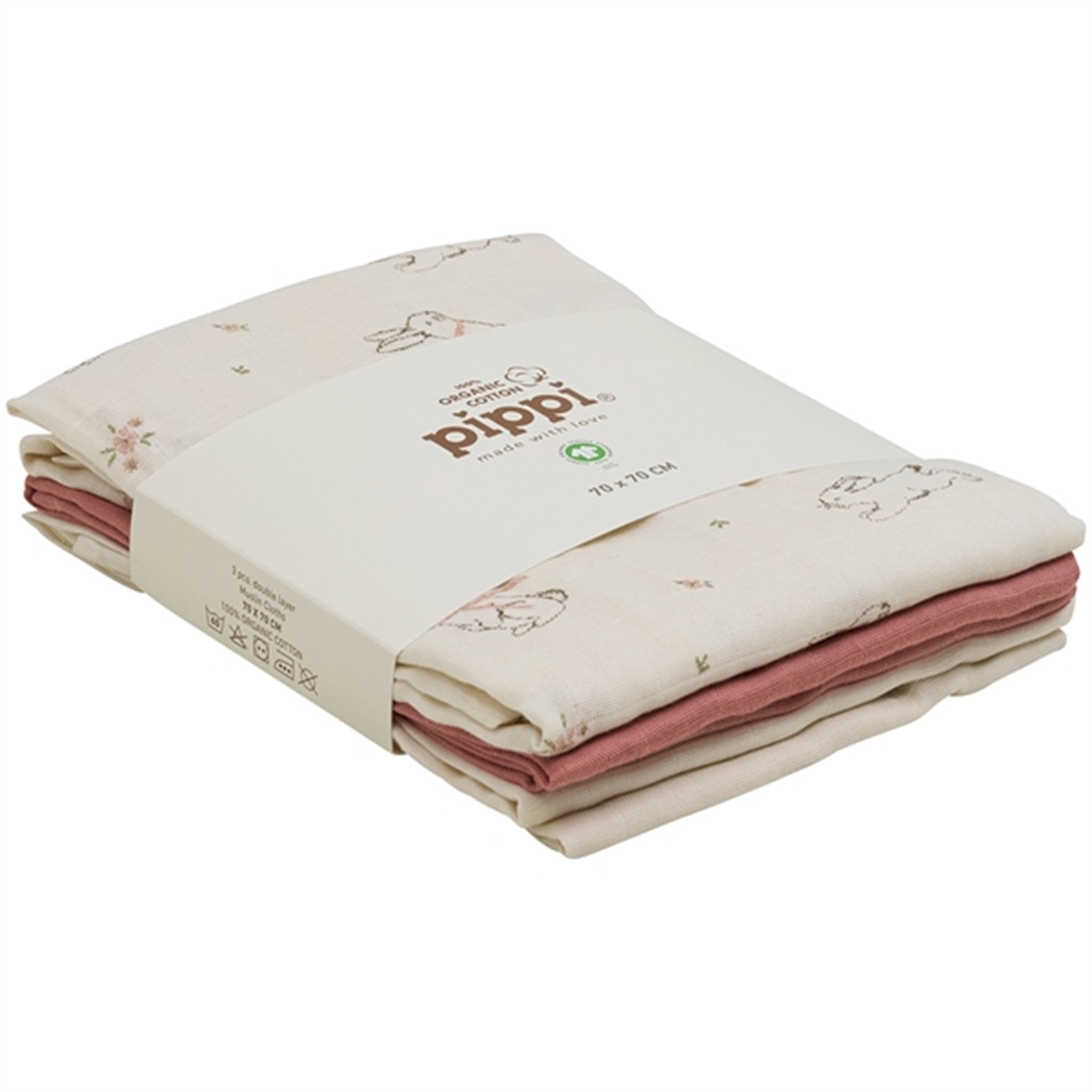 Pippi Ekologiske Tygblöjor 3-pack Rose Tan
