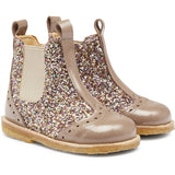 Angulus Lära-Gå-Skor Chelsea Nougat/Multi Glitter/Beige