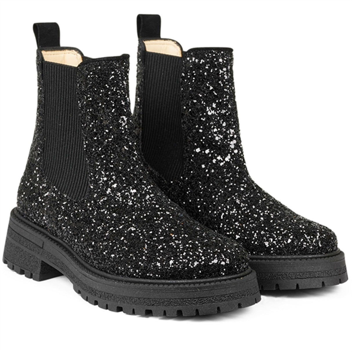 Angulus Chelsea Støvle Black Glitter/Black/Black