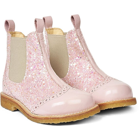 Angulus Chelsea Støvlet M. Elastik Rosa/Rosa Glitter/Beige